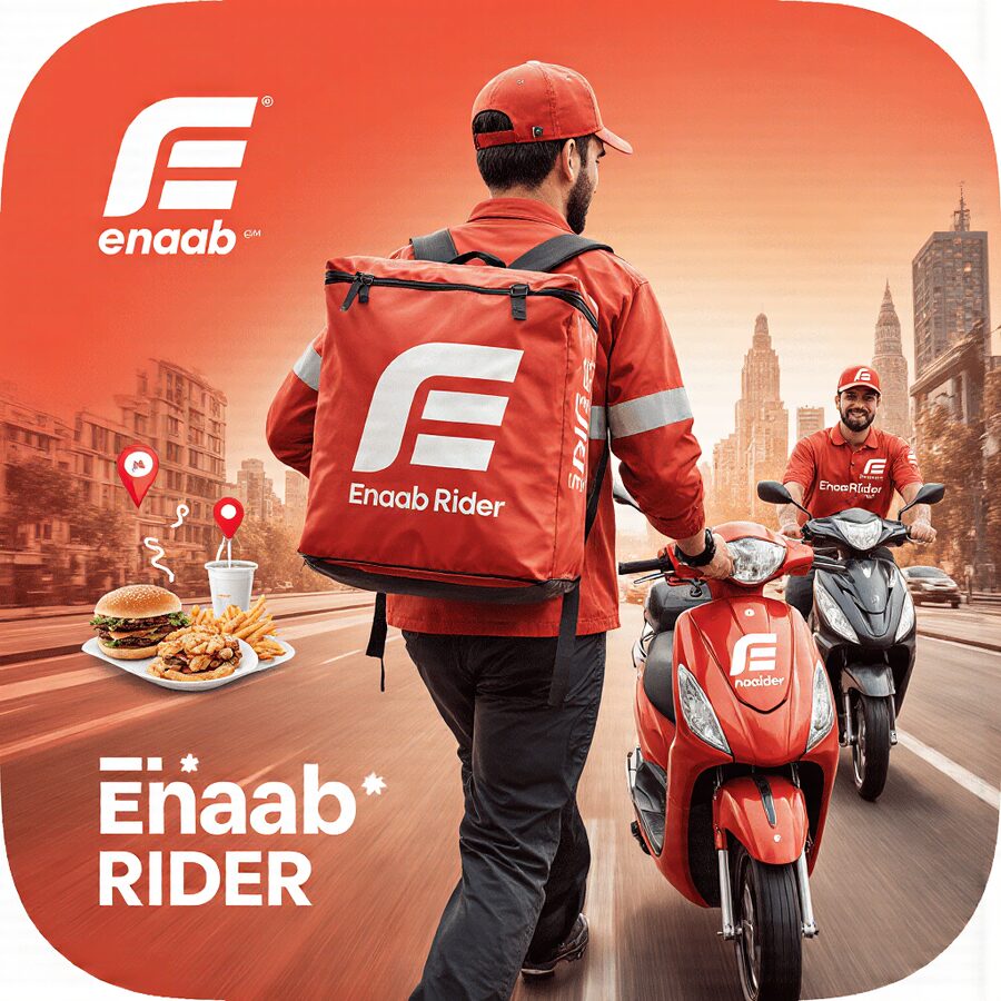 Enaab Rider team on the street